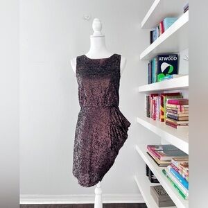 Alice & Olivia Brown Silk Sequin Asymmetric Mini Dress Size 8